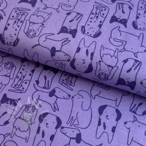 Katoenen stof FLANNEL Dogs purple