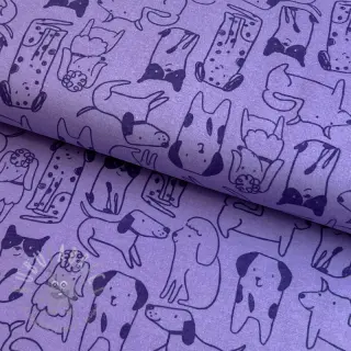 Katoenen stof FLANNEL Dogs purple
