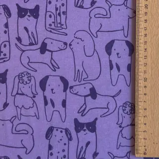 Bavlnená látka FLANNEL Dogs purple