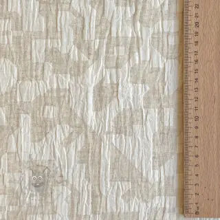 Katoenen stof met linnen JACQUARD Abstarct natural