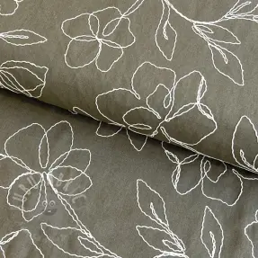 Viscose met linnen EMBROIDERY Flower Danielle pickle
