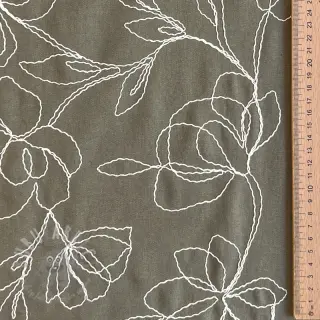 Viscose met linnen EMBROIDERY Flower Danielle pickle