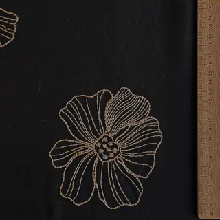 Viskóza s ľanom EMBROIDERY Flower Maya black