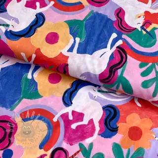 Katoenen stof Unicorns multi digital print