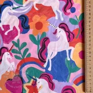 Katoenen stof Unicorns multi digital print