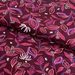 Bavlnená látka Leaves bordeaux digital print