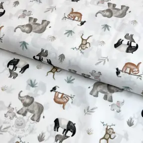 Katoenen stof Safari off white digital print