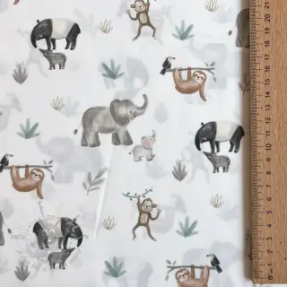 Katoenen stof Safari off white digital print