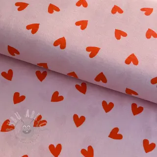 Katoenen stof FLANNEL Hearts pink