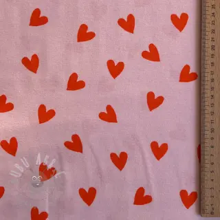 Bavlnená látka FLANNEL Hearts pink