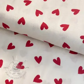 Katoenen stof FLANNEL Hearts off white