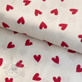 Katoenen stof FLANNEL Hearts off white