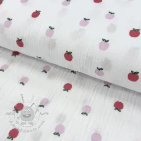 Dubbelgaas/mousseline Fruits apple white