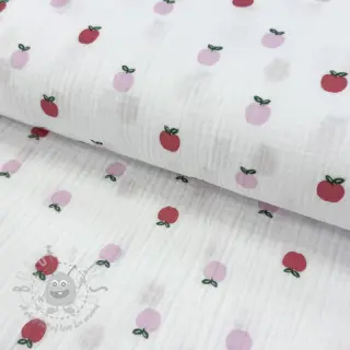 Dubbelgaas/mousseline Fruits apple white