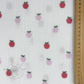 Dubbelgaas/mousseline Fruits apple white