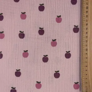 Dvojitá gázovina/mušelín Fruits apple soft rose