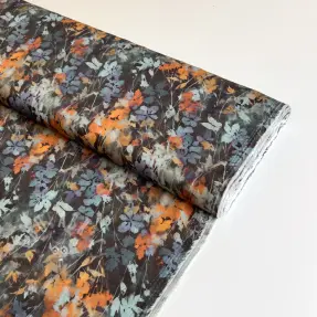 Viscose SATIN Flowie Kin black digital print
