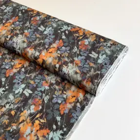 Viskóza SATIN Flowie Kin black digital print