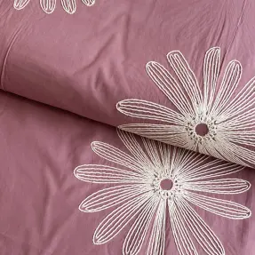 Bavlnená látka EMBROIDERY Flowie mauve
