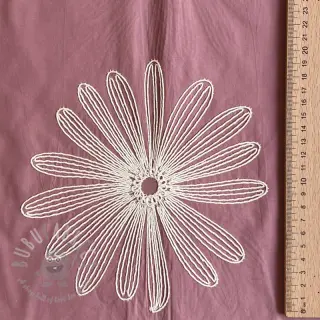 Katoenen stof EMBROIDERY Flowie mauve