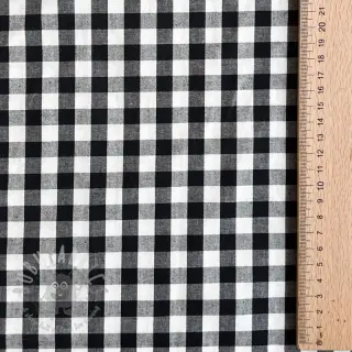 Katoenen stof Checks black white 1-side border