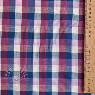 Katoenen stof YARN DYED Square cerise