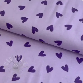 Katoenen stof FLANNEL Hearts lavender