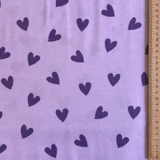 Bavlnená látka FLANNEL Hearts lavender