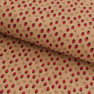 Menčester STRETCH Little strawberries sand