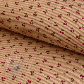 Ribfluweel STRETCH Little cherry sand