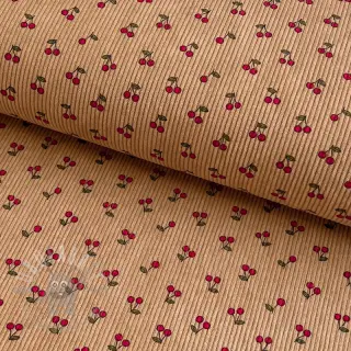 Ribfluweel STRETCH Little cherry sand