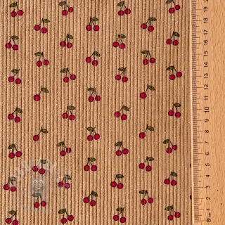 Ribfluweel STRETCH Little cherry sand