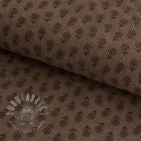 Ribfluweel STRETCH Little flower taupe
