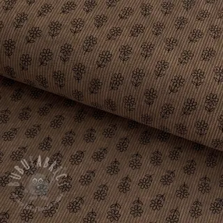Ribfluweel STRETCH Little flower taupe