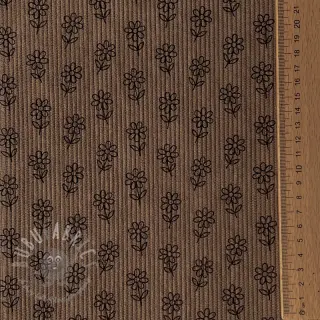 Ribfluweel STRETCH Little flower taupe