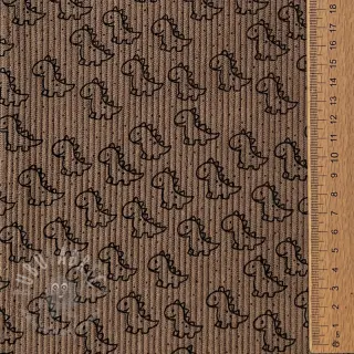 Ribfluweel STRETCH Little dino taupe