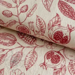 Decoratiestof RUSTIC VINTAGE PRINT Granata groseille