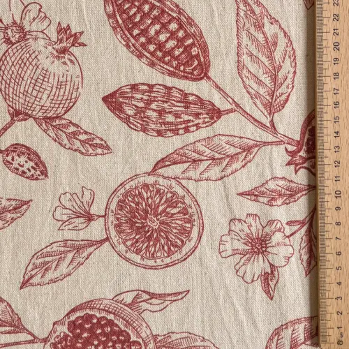 Dekoračná látka RUSTIC VINTAGE PRINT Granata groseille