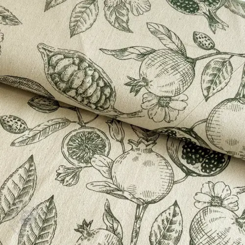 Decoratiestof RUSTIC VINTAGE PRINT Granata kaki