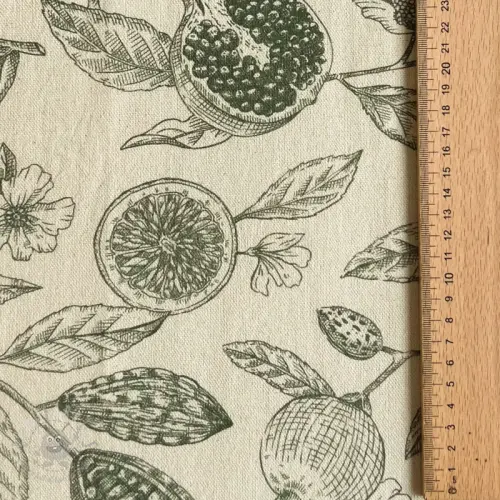 Decoratiestof RUSTIC VINTAGE PRINT Granata kaki