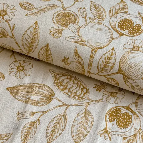 Decoratiestof RUSTIC VINTAGE PRINT Granata peanut
