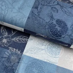 Decoratiestof FRENCH TABLE CLOTH JACQUARD Cabosse allover indigo