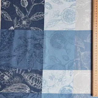 Decoratiestof FRENCH TABLE CLOTH JACQUARD Cabosse allover indigo