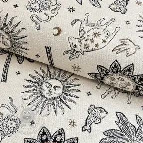 Decoratiestof jacquard Pygmalion ecru noir
