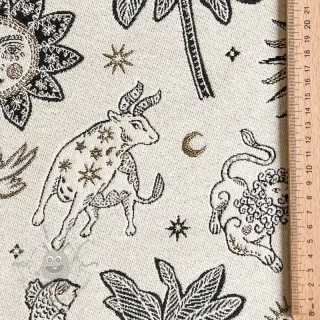 Decoratiestof jacquard Pygmalion ecru noir