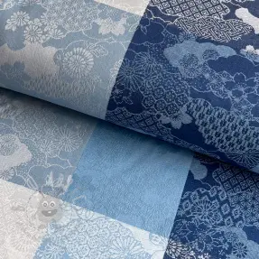 Decoratiestof FRENCH TABLE CLOTH JACQUARD Niwa allover indigo