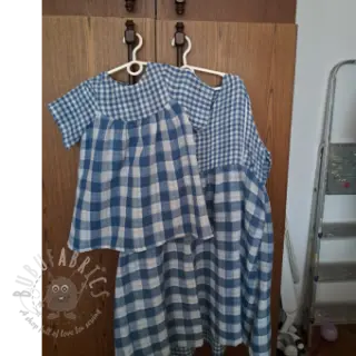 Dubbelgaas/mousseline Double sided CHECKS MINI indigo