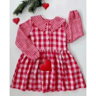 Dvojitá gázovina/mušelín Double sided CHECKS MINI red