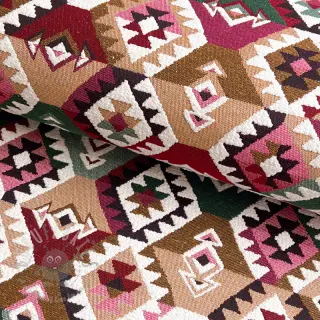 Decoratiestof jacquard Kilim fuchsia vert