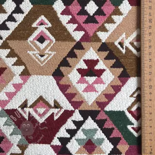 Decoratiestof jacquard Kilim fuchsia vert